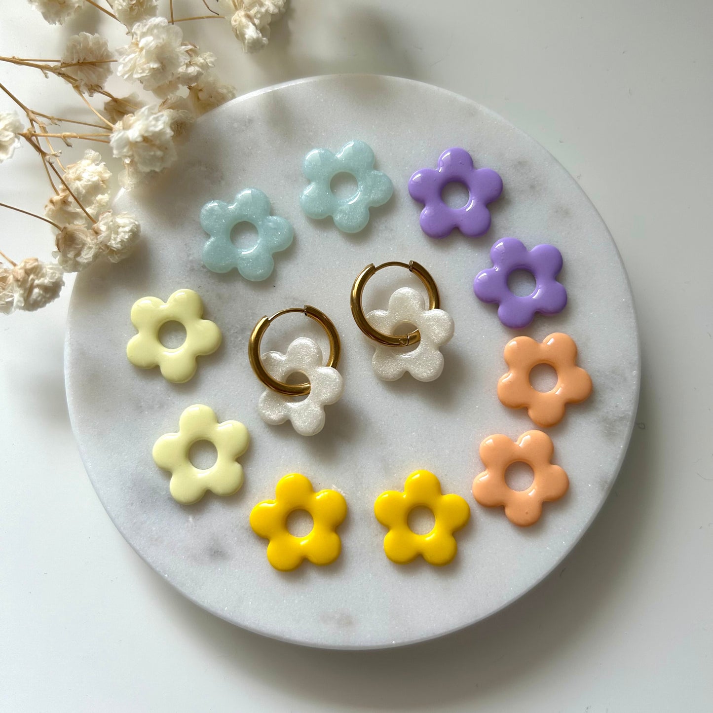 Boucles d'oreilles fleur orange - Fait main