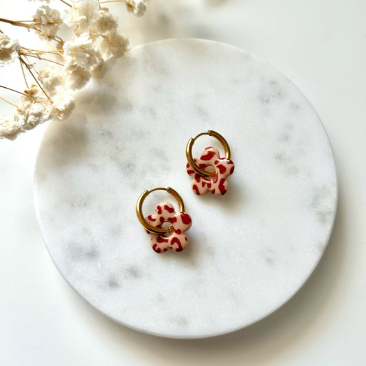 Boucles d’oreilles Léopard marron clair en pâte Fimo – Fait main