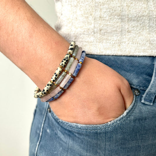 Bracelet Élastique en Perles Cylindriques